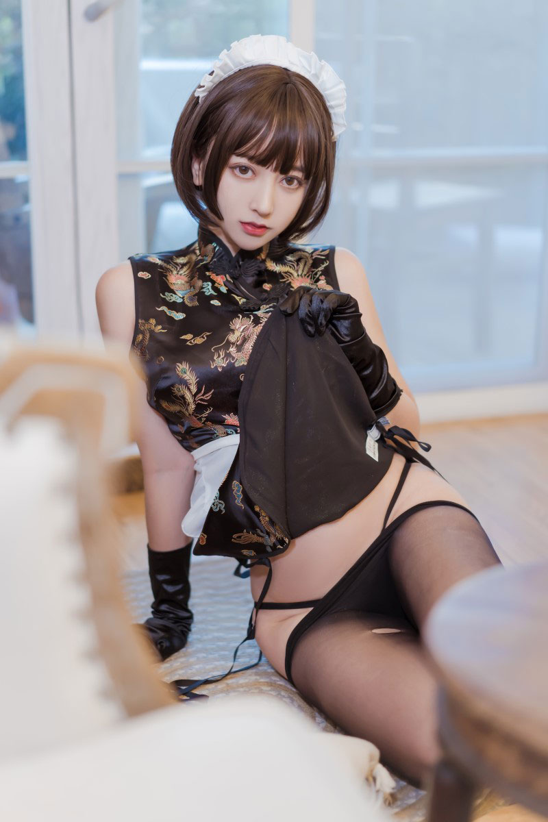 过期米线线喵 –黑丝旗袍