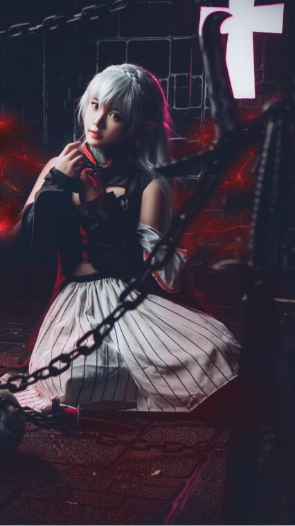 二一不是二一NO.004-明日方舟 COS 美少女 华法琳 7P7M